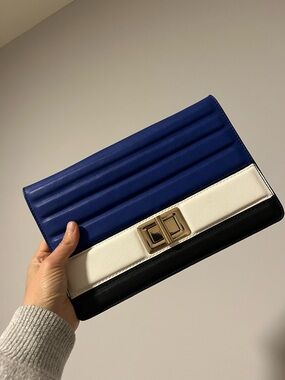 Colorblock Blue, White & Black Women's Clutch